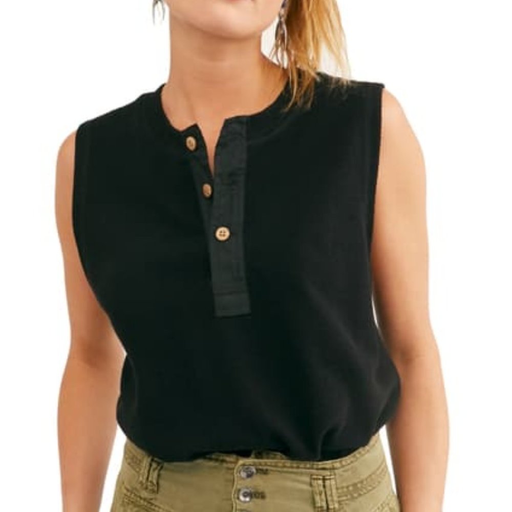 Free People Black Sleeveless Bodysuit